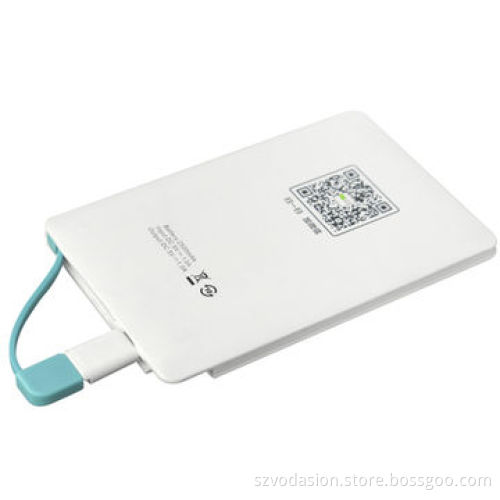2014 New Fashion Credit Card Portable 1500mAh/2000mAh/2500mAh Power Bank with Built-in Cable